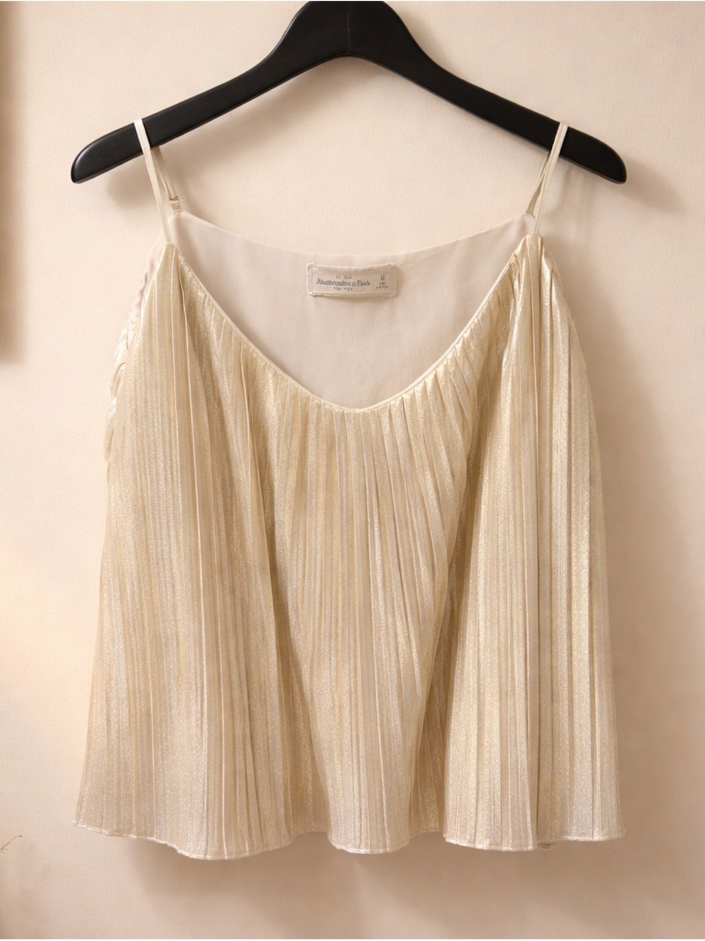 Abercrombie & Fitch Shimmery Ivory Pleated Camisole